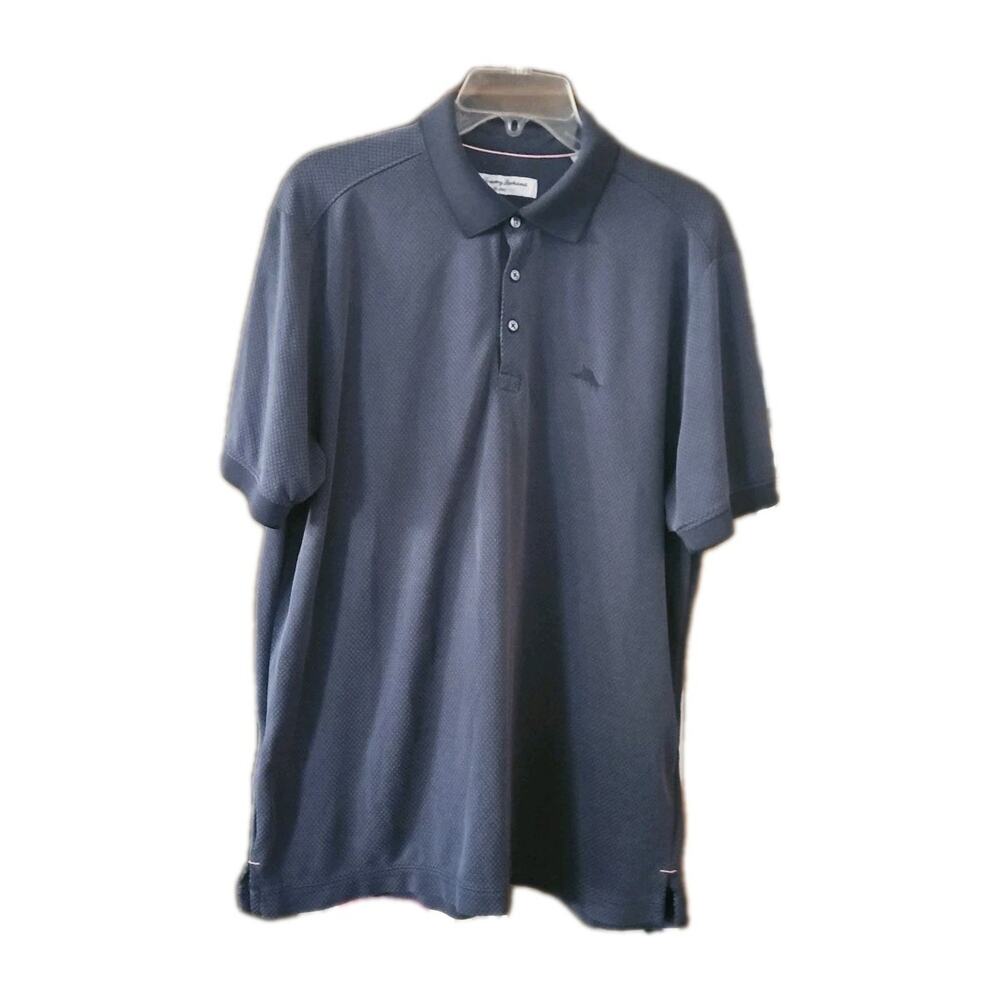 Tommy Bahama Island Zone Polo Shirt Mens Sz Large Blue Short Sleeve StretchNOTE*